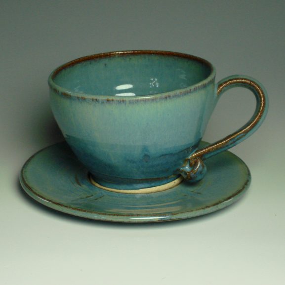 Cappucino Cup and Saucer - Summer blue
