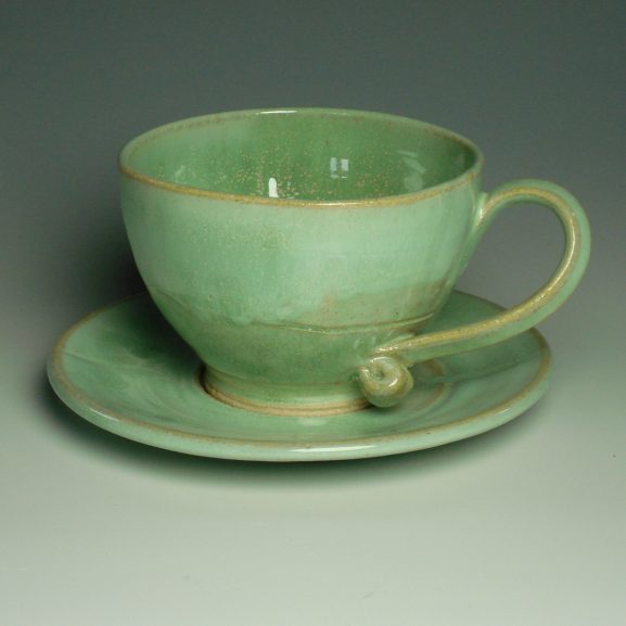 Cappucino Cup and Saucer - Spring green