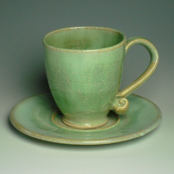 Tea cup and saucer - Spring green