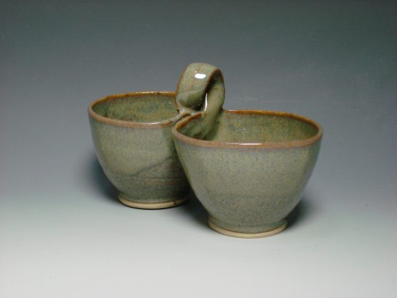 Ceramic double dip dish autumn