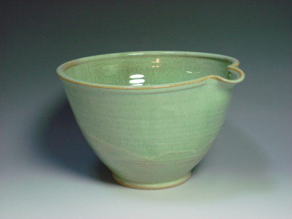 Green ceramic mixing bowl