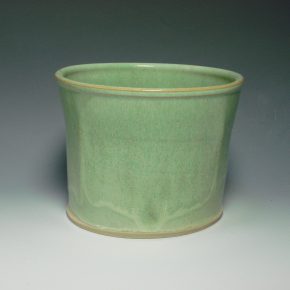 Green ceramic plant pot