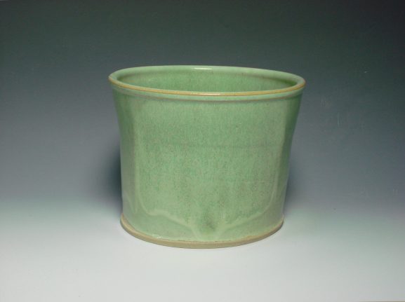 Green ceramic plant pot