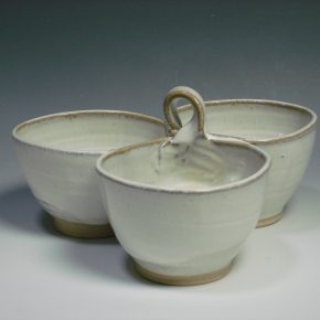 White ceramic three dipping bowl