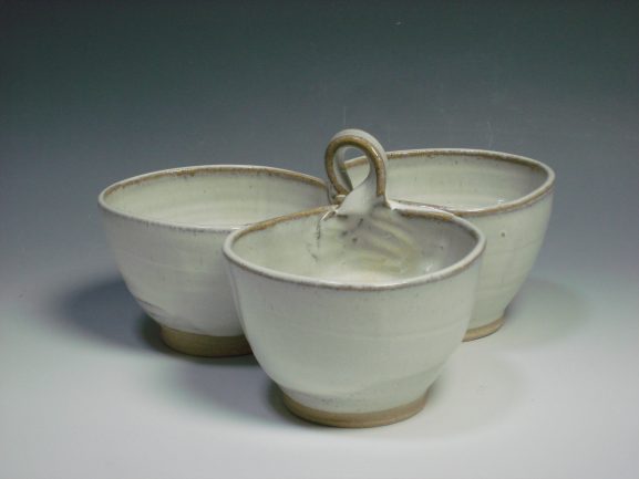 White ceramic three dipping bowl